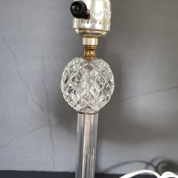 Mid-Century Hobnail Clear Glass Stacked 13" Candlestick Lamp Vintage Antique - Picture 6 of 9